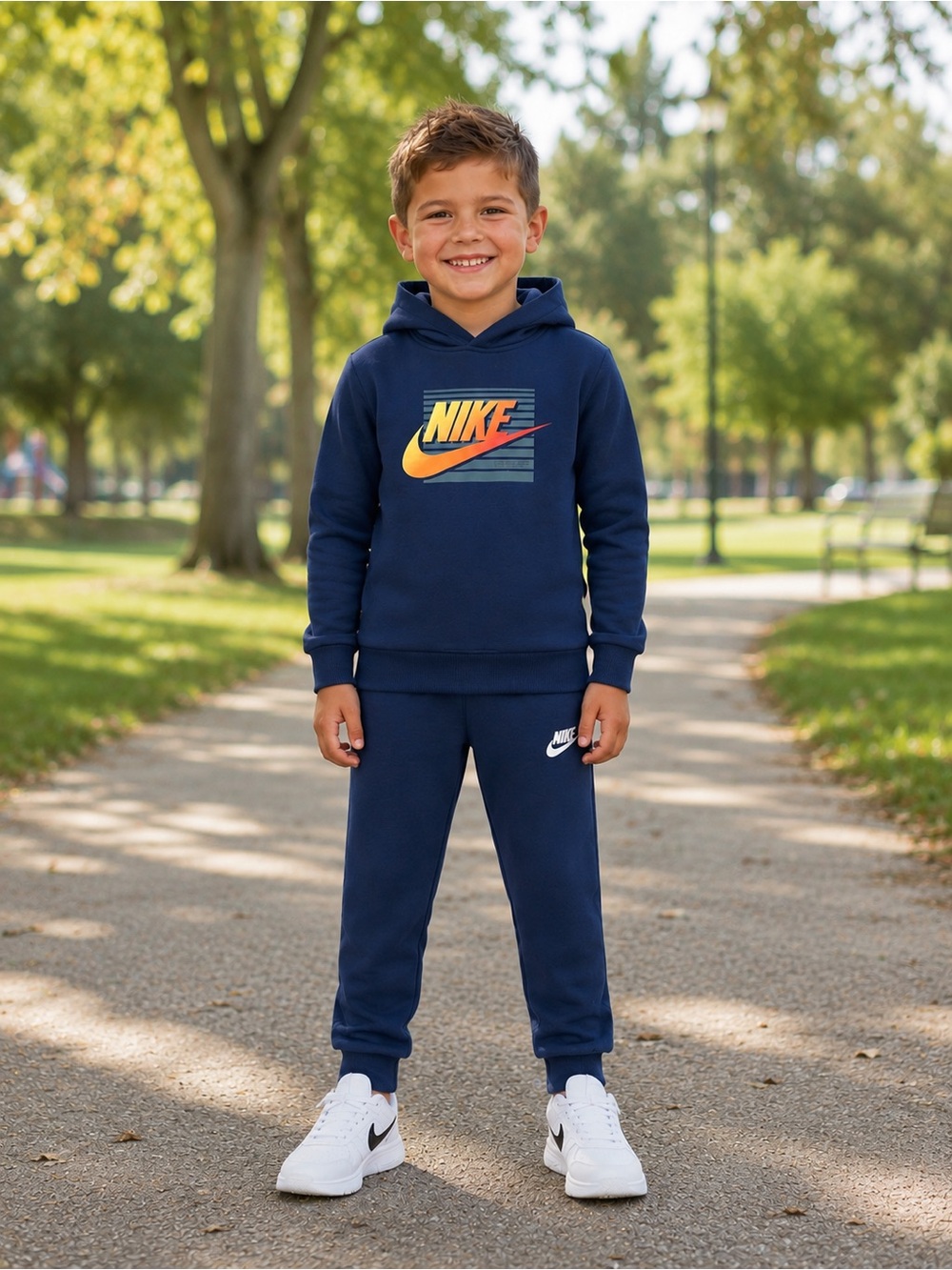 Nike Boys Size 6 Navy Hooded Sweatshirt & Jogger Pants 2 Piece Set NWT